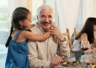 Happy grandfather with granddaughter Happy grandfather with granddaughter